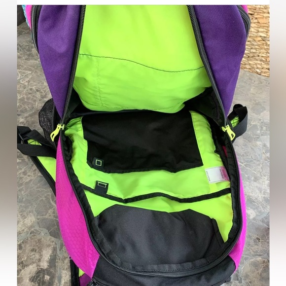 ADIDAS EXCEL V BACKPACK Flash Pink Rich Purple Solar Yellow Tech Friendly 18” - Picture 13 of 16